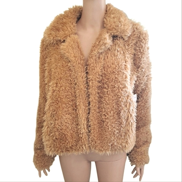 Blank NYC Sahara Tan Teddy Jacket Oversized Plush Size XL - Picture 2 of 6